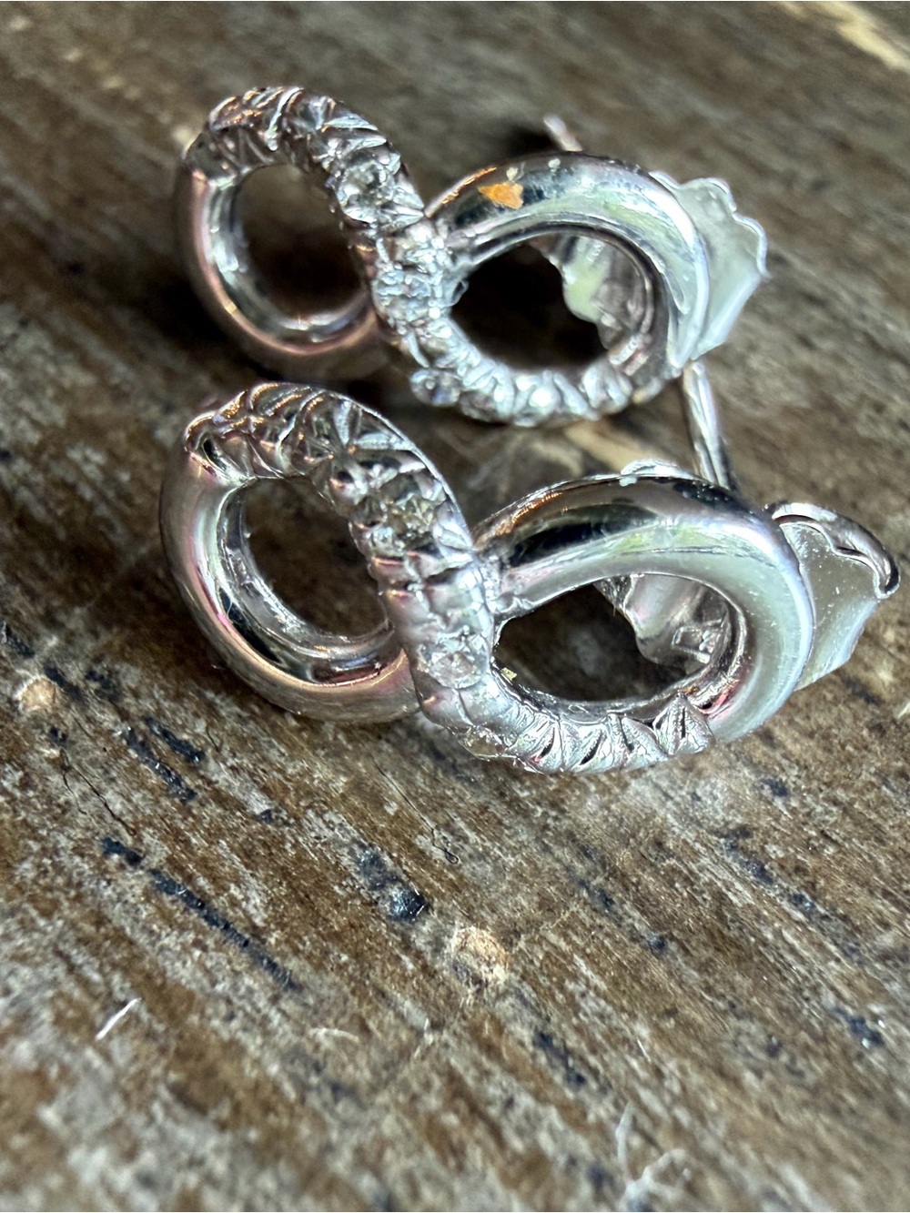 18K White Gold Genuine Diamond Infinity Earrings – 750 Hallmarked